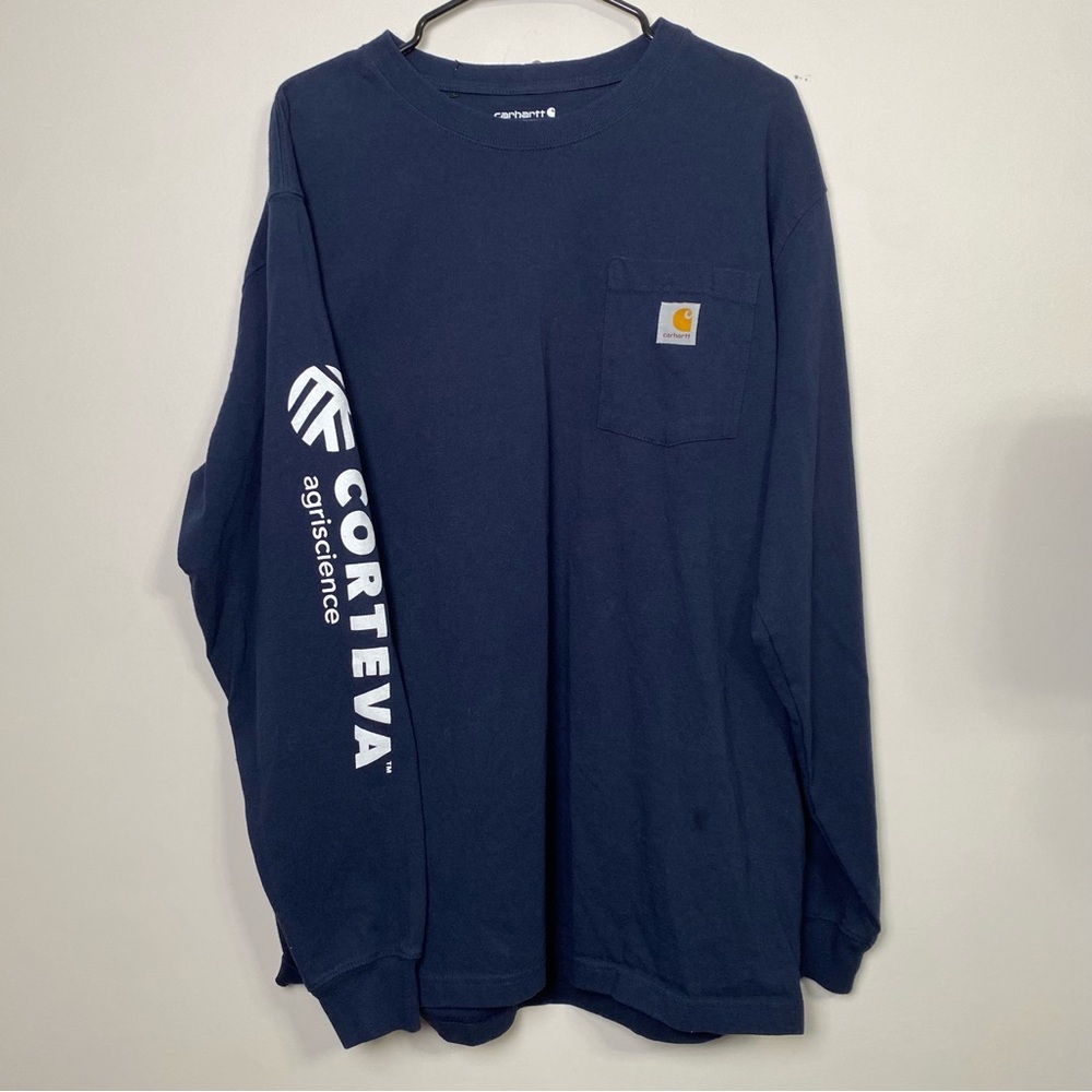 Carhartt Loose Fit Men's Navy Long Sleeve Pocket Shirt Large-Corteva Agriscience